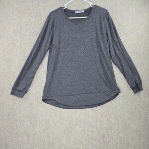 Temofon Womens Long Sleeve Gray Knit Top Size L Heathered Lightweight Casual